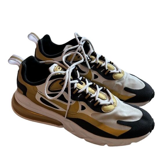 Nike Air Max 270 React Metallic Gold Sneakers Size 7.5 - Picture 8 of 14